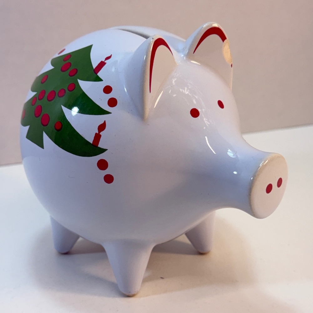 Waechtersbach Piggy Bank White Christmas Tree West Germany Vintage No Key READ
